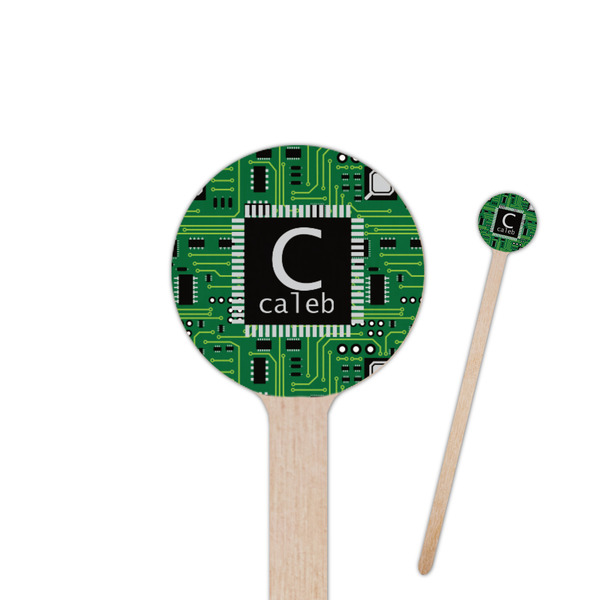 Custom Circuit Board 7.5" Round Wooden Stir Sticks - Double Sided (Personalized)