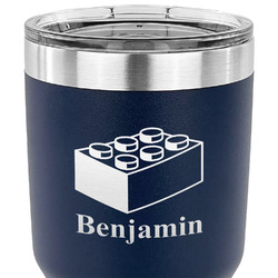 Building Blocks 30 oz Stainless Steel Tumbler - Navy - Double Sided (Personalized)