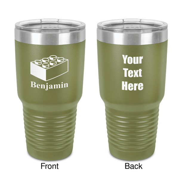 Custom Building Blocks 30 oz Stainless Steel Tumbler - Olive - Double-Sided (Personalized)