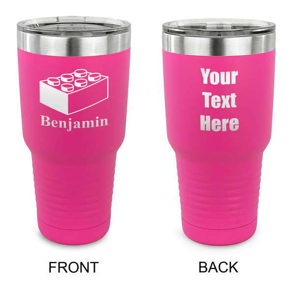 Custom Building Blocks 30 oz Stainless Steel Tumbler - Pink - Double Sided (Personalized)