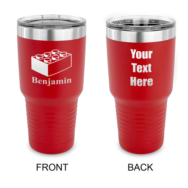 Custom Building Blocks 30 oz Stainless Steel Tumbler - Red - Double Sided (Personalized)