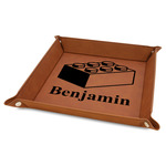 Building Blocks Faux Leather Dice Tray - 9" x 9" - Rawhide (Personalized)