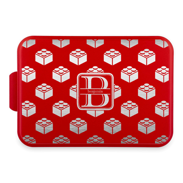 Custom Building Blocks Aluminum Baking Pan with Red Lid (Personalized)