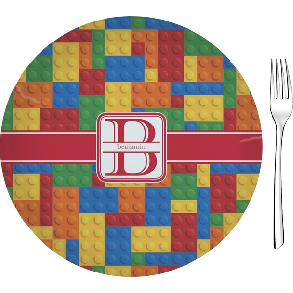 Custom Building Blocks 8" Glass Appetizer / Dessert Plates - Single or Set (Personalized)