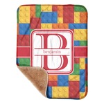 Building Blocks Sherpa Baby Blanket - 30" x 40" w/ Name and Initial