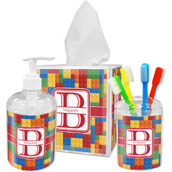 Building Blocks Acrylic Bathroom Accessories Set w/ Name and Initial