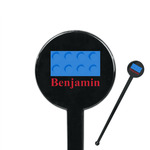 Building Blocks 7" Round Plastic Stir Sticks - Black - Double Sided (Personalized)