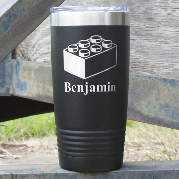 Custom Building Blocks 20 oz Stainless Steel Tumbler - Black - Double Sided (Personalized)