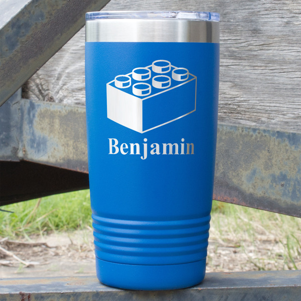 Custom Building Blocks 20 oz Stainless Steel Tumbler - Royal Blue - Double Sided (Personalized)