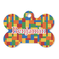 Building Blocks Bone Shaped Dog ID Tag - Large (Personalized)