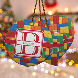 Building Blocks Ceramic Ornament w/ Name and Initial