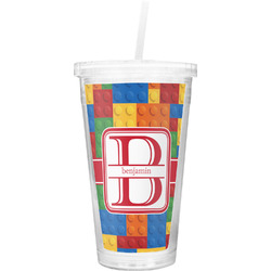 Building Blocks Double Wall Tumbler with Straw (Personalized)