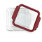 Building Blocks Glass Cake Dish - FRONT w/lid  (8x8)