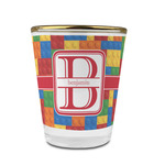 Building Blocks Glass Shot Glass - 1.5 oz - with Gold Rim - Set of 4 (Personalized)