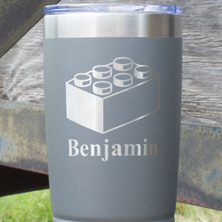 Building Blocks 20 oz Stainless Steel Tumbler - Grey - Double Sided (Personalized)