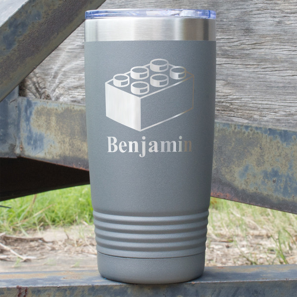 Custom Building Blocks 20 oz Stainless Steel Tumbler - Grey - Double Sided (Personalized)