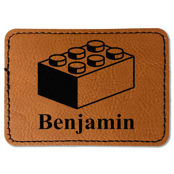 Custom Building Blocks Faux Leather Iron On Patch - Rectangle (Personalized)