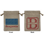 Building Blocks Medium Burlap Gift Bag - Front & Back (Personalized)