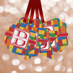 Building Blocks Metal Ornaments - Double Sided w/ Name and Initial