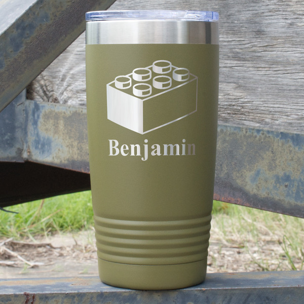 Custom Building Blocks 20 oz Stainless Steel Tumbler - Olive - Double Sided (Personalized)