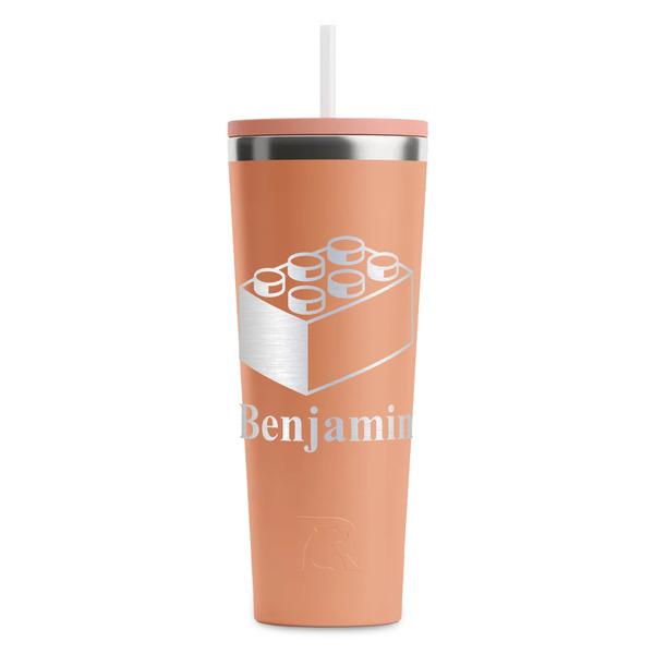 Custom Building Blocks RTIC Everyday Tumbler with Straw - 28oz - Peach - Double-Sided (Personalized)