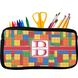 Building Blocks Neoprene Pencil Case - Small w/ Name and Initial