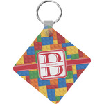 Building Blocks Diamond Plastic Keychain w/ Name and Initial