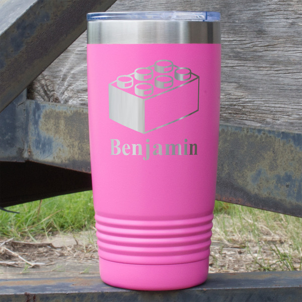 Custom Building Blocks 20 oz Stainless Steel Tumbler - Pink - Single Sided (Personalized)