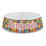 Building Blocks Plastic Dog Bowl - Large (Personalized)