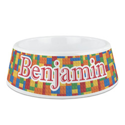 Building Blocks Plastic Dog Bowl - Medium (Personalized)