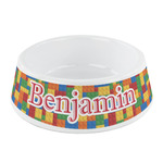 Building Blocks Plastic Dog Bowl - Small (Personalized)