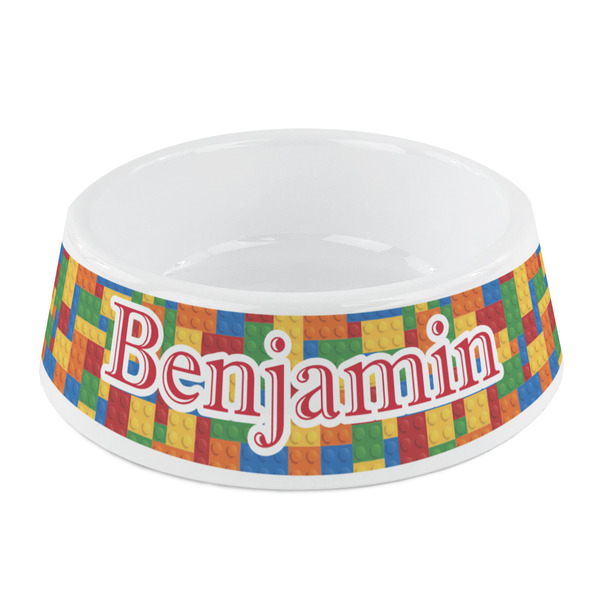 Custom Building Blocks Plastic Dog Bowl - Small (Personalized)