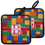 Building Blocks Pot Holders - Set of 2 w/ Name and Initial