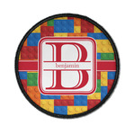 Building Blocks Iron On Round Patch w/ Name and Initial