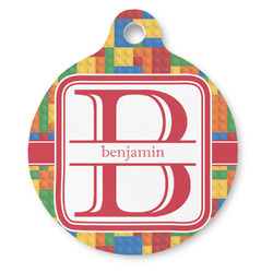 Building Blocks Round Pet ID Tag - Large (Personalized)