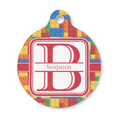 Building Blocks Round Pet ID Tag - Small (Personalized)