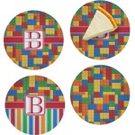 Building Blocks Set of 4 Glass Appetizer / Dessert Plate 8" (Personalized)