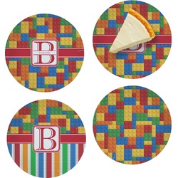 Building Blocks Set of 4 Glass Appetizer / Dessert Plate 8" (Personalized)