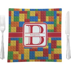 Building Blocks Glass Square Lunch / Dinner Plate 9.5" (Personalized)