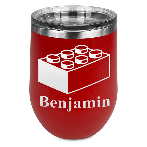 Custom Building Blocks Stemless Stainless Steel Wine Tumbler - Red - Double Sided (Personalized)