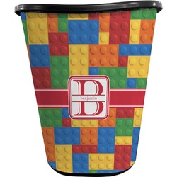 Building Blocks Waste Basket - Single Sided (Black) (Personalized)