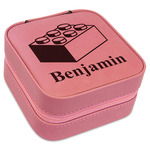 Building Blocks Travel Jewelry Boxes - Pink Leather (Personalized)
