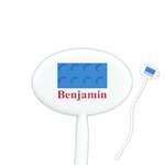 Building Blocks 7" Oval Plastic Stir Sticks - White - Double Sided (Personalized)