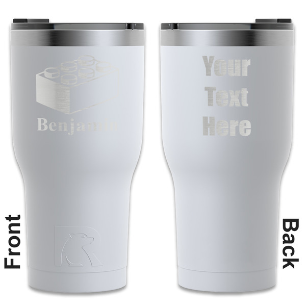 Custom Building Blocks RTIC Tumbler - White - Engraved Front & Back (Personalized)