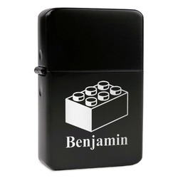 Building Blocks Windproof Lighter - Black - Single Sided (Personalized)