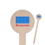 Building Blocks 6" Round Wooden Food Picks - Single Sided (Personalized)