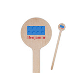 Building Blocks 6" Round Wooden Stir Sticks - Single Sided (Personalized)