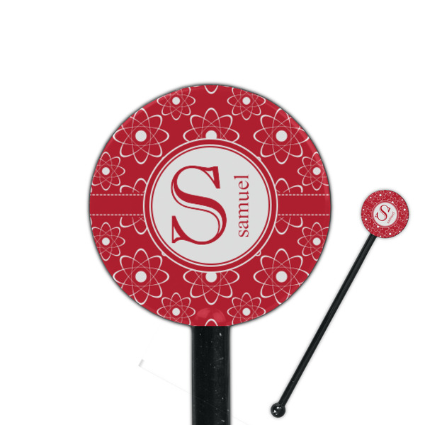 Custom Atomic Orbit 5.5" Round Plastic Stir Sticks - Black - Single Sided (Personalized)