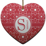 Atomic Orbit Heart Ceramic Ornament w/ Name and Initial