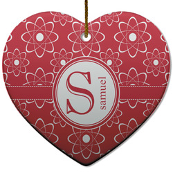 Atomic Orbit Heart Ceramic Ornament w/ Name and Initial